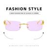 New Frameless Square Sunglasses Fashion Metal Sun Glasses Women Personalized Eyewear Outdoor Travel Gafas de sol