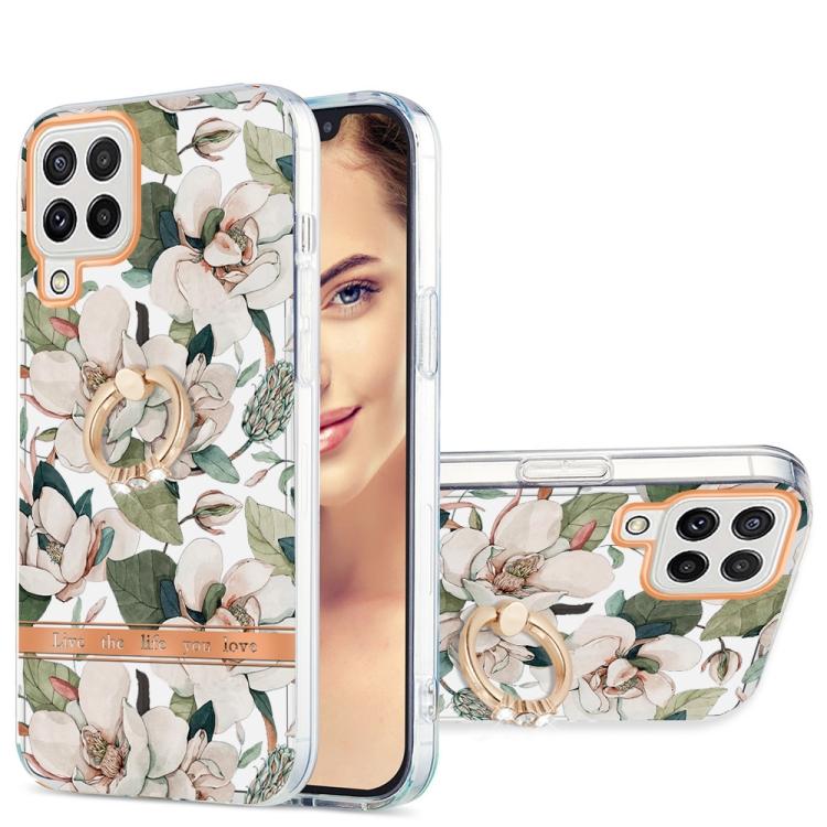 

For Samsung Galaxy A22 4G EU / M32 Global Ring IMD Flowers TPU Phone Case For Samsung Galaxy A22 4G EU / M32 Global зелёный