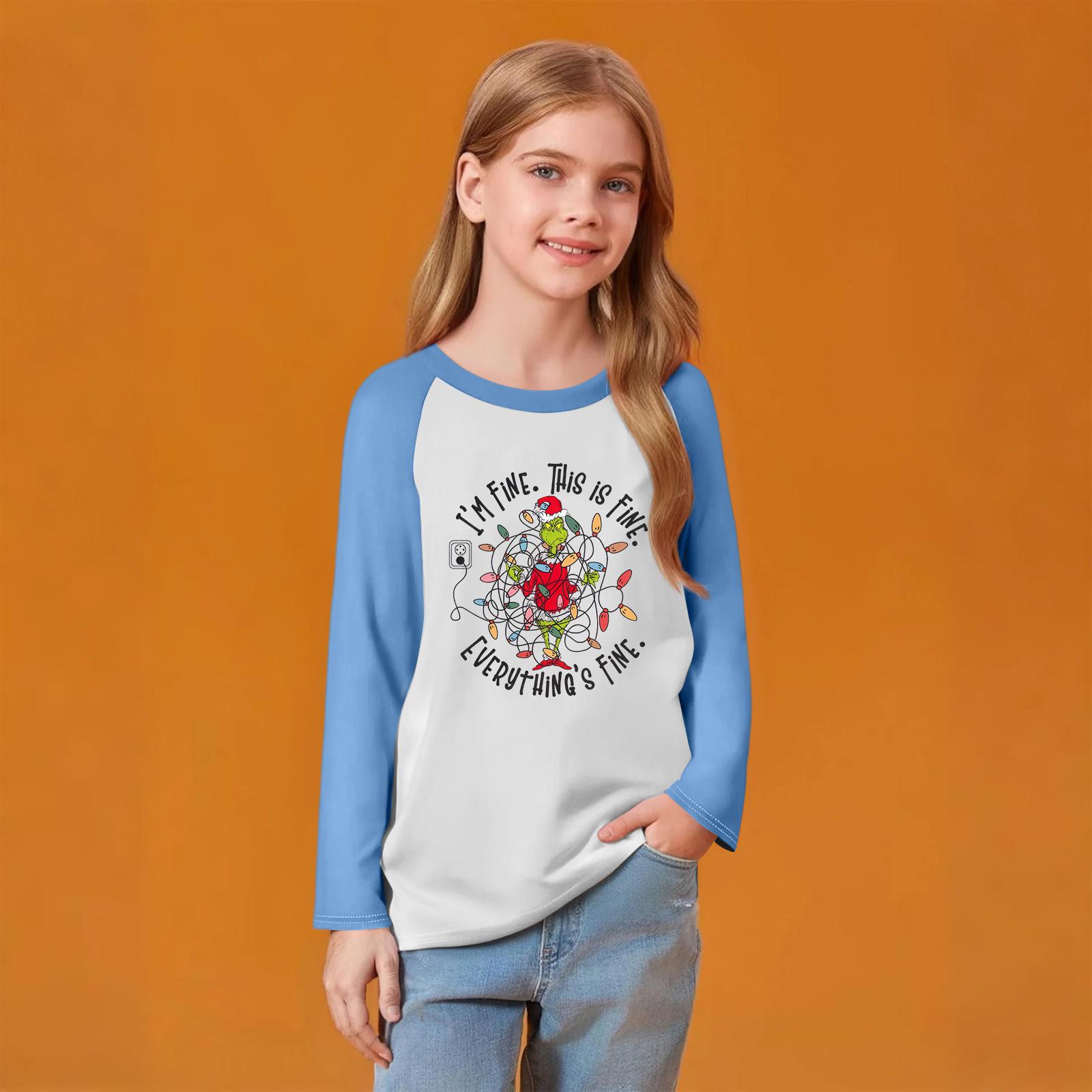 

Детский модный удобный пуловер с рождественским принтом на шее, топ с длинным рукавом 100