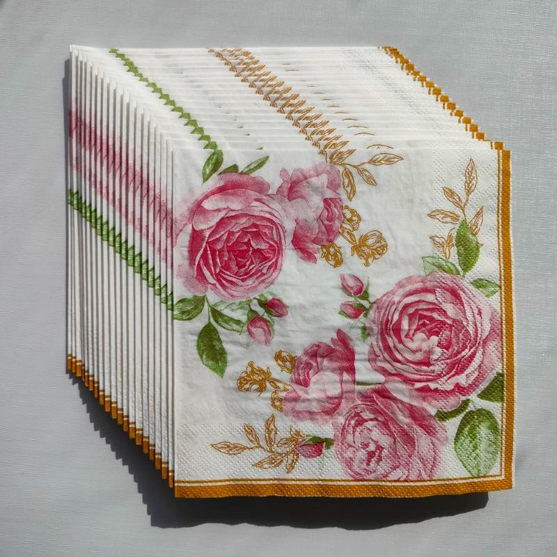 20pcs/Pac 33*33cm 2-Ply Disposable Party Napkin Floral Pattern