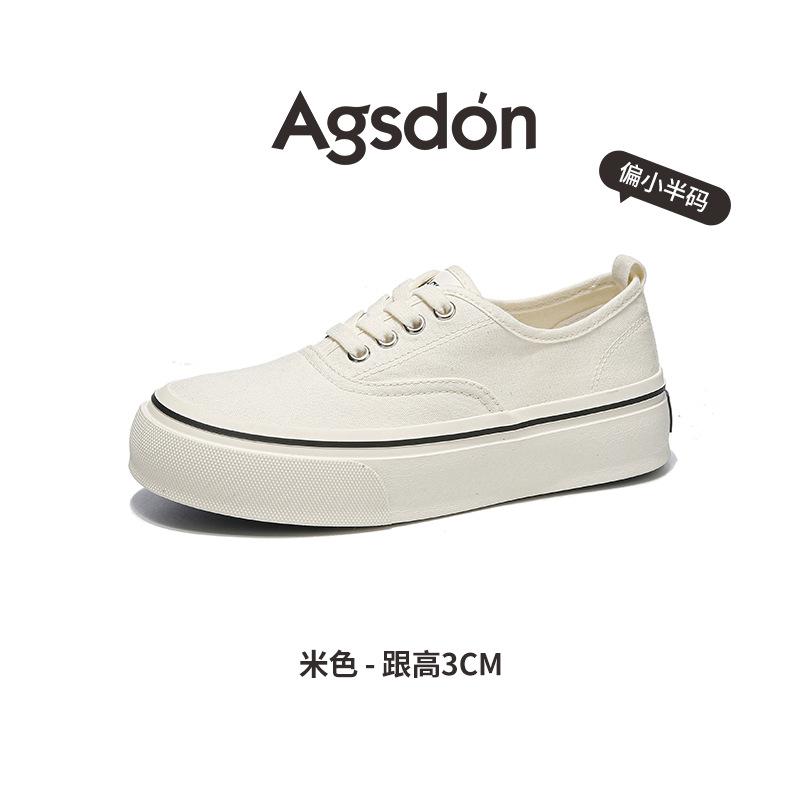 Augu Shideng Canvas Shoes Women's 2025 New Summer Platform Korean White Shoes Comfortable Casual Board Shoes Not Tired Feet