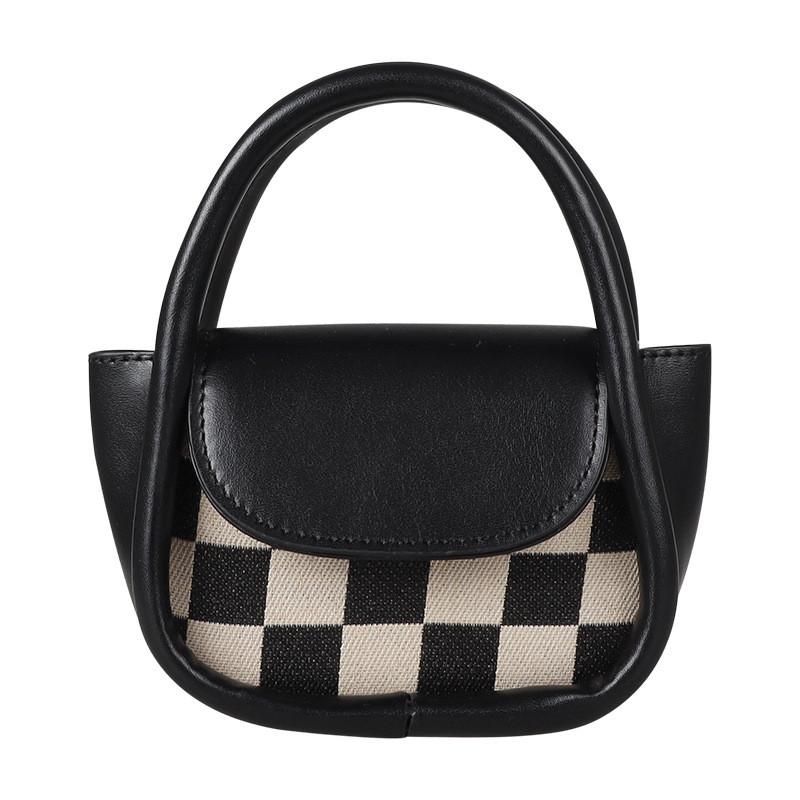 

Stylish Mini Checkered Kids Bag With Waterproof Pu Material For Girls School Use Black Check