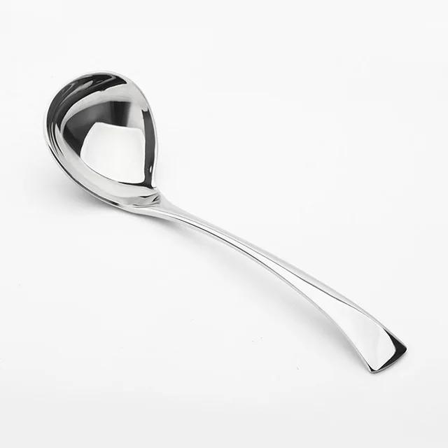 304 Stainless Steel Kitchen Cooking Sauce Drizzle Spoon with Spout, Long Handle Serving Soup Spoon
