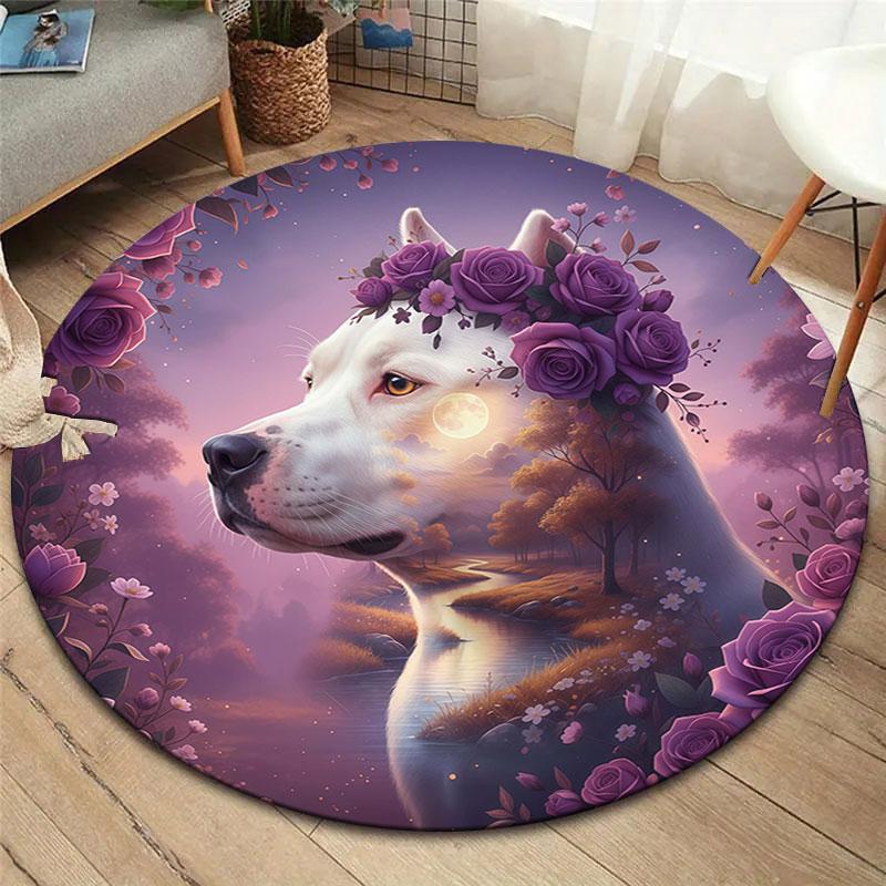 

Doubleexposureanimals Round Area Rug,Carpet Rug for Living Room Bedroom Sofa Playroom Decor,Non slip Floor Mat 80cmx80cm