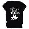Nur ein Mädchen, das Hähne liebt Shirt Lustiges Hühner Grafik T-Shirt Damen Lustige Bauernhof T-Shirts Geschenk für Hühnerliebhaber Kleidung