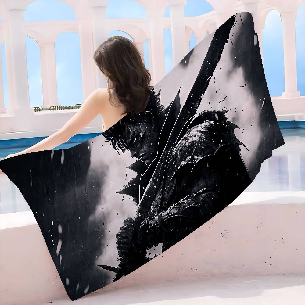 1pc Anime logo B-berserk Guts Microfiber Beach Towel Absorbent Quick dry Soft Yoga Swimming Resort Mountain Climbing Towel