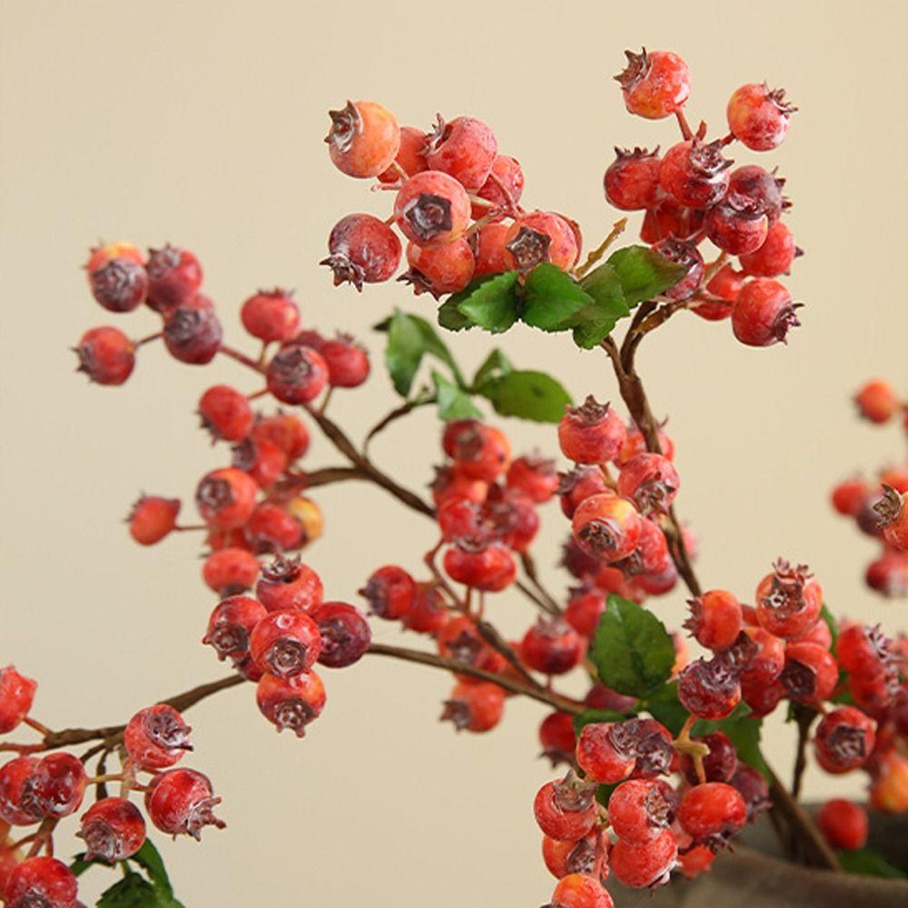 Plastic Christmas Blueberry Fruit Branches Realistic Elegant Simulation Foam Red Berry Handmade Fake Plants