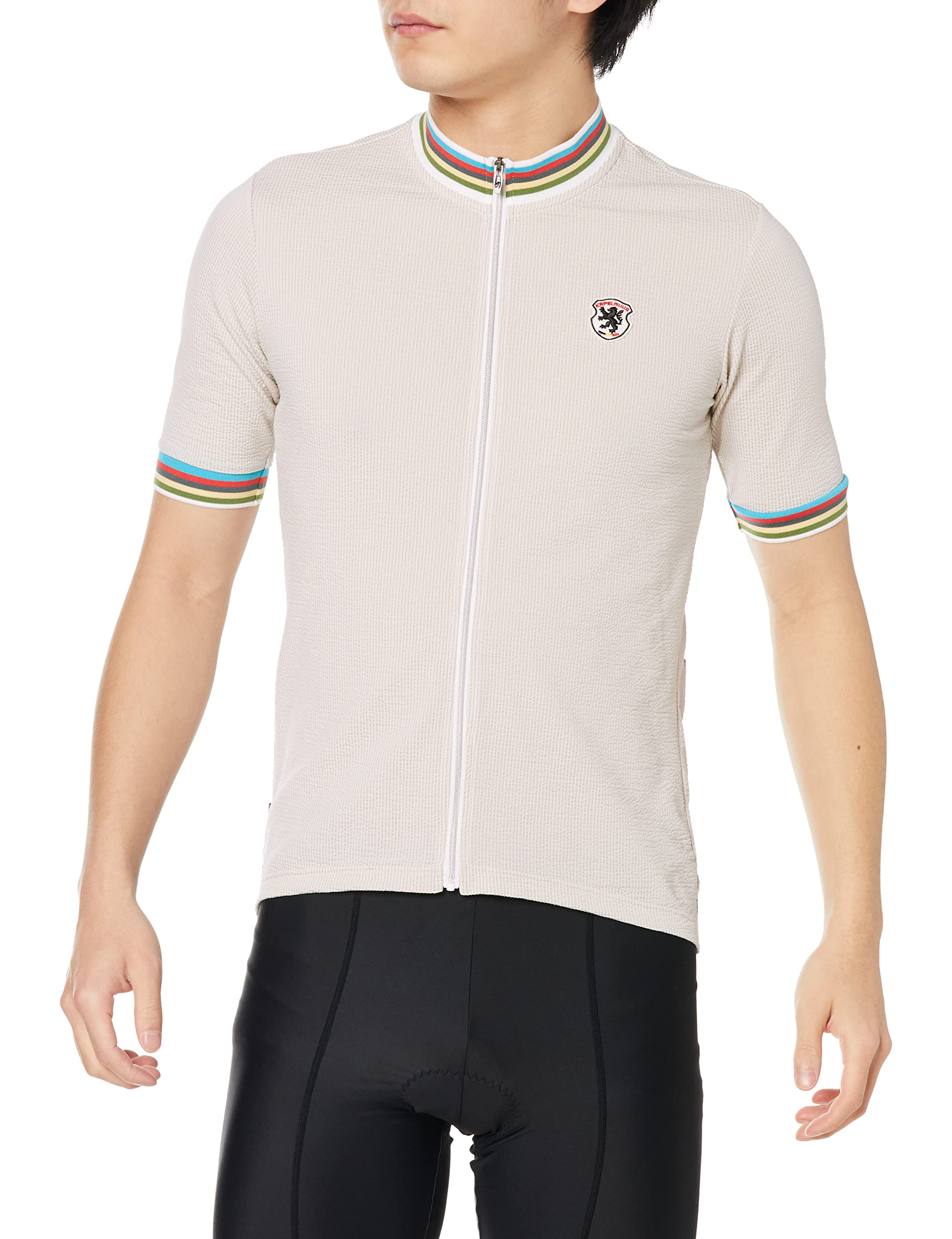 

Kapelmuur Cycling Short Sleeve Jersey in Unisex Coolmax Blend Seersucker Material Dry Touch UV Protection Beige L Big [Made Japan] бежевый