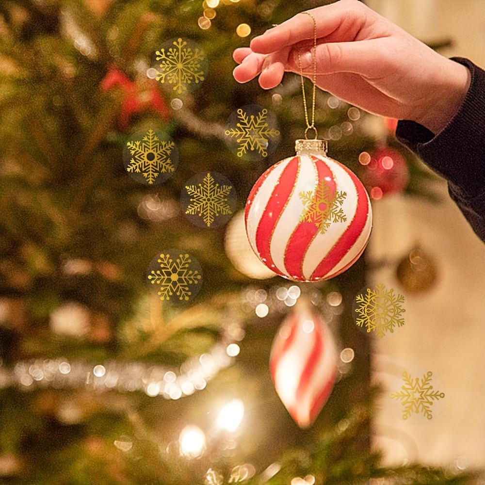 Rolle Goldene GlänzendeTransparente Weihnachts-Schneeflocken-Siegelaufkleber Geschenkverpackungssiegel Rund Nicht-Trockenklebend Dekorativer Aufkleber