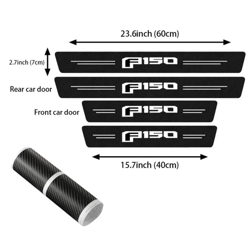 AAANG1 New Carbon Fiber Car Door Sill Sticker Threshold Side Anti Scratch Sticker For Ford F150 Logo Waterproof Decal Car Accessories