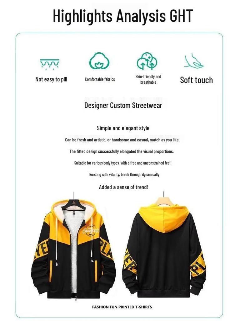 Men's Trendy Hooded Cardigan - Casual Loose Fit Sweatshirt for Spring & Autumn