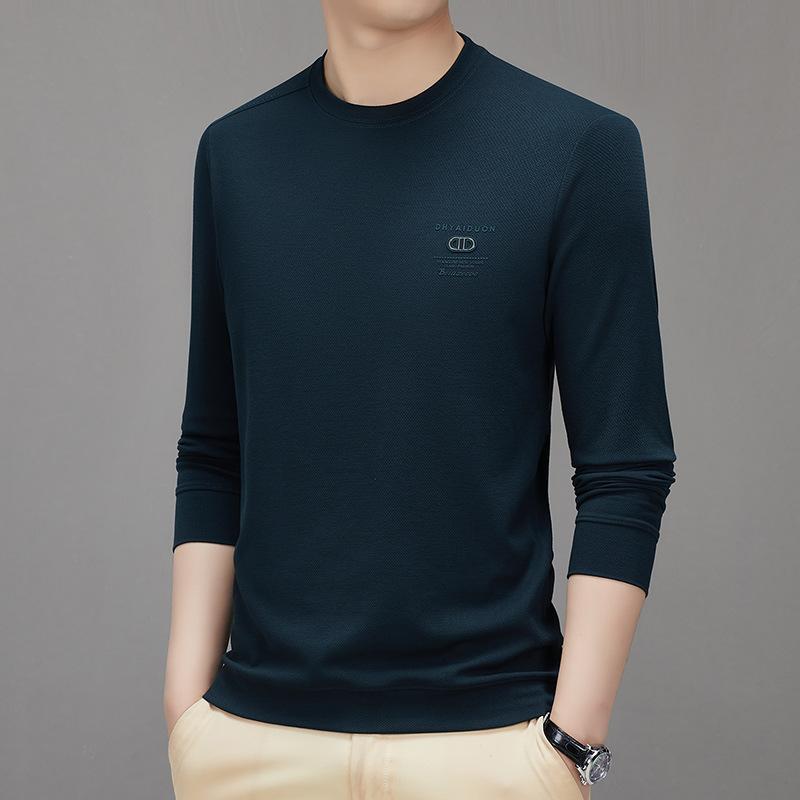 

Мужская осенняя футболка с длинными рукавами с лацканами, мужская мода, корейский стиль, повседневная простая мужская майка для молодежи и среднего возраста XXXL