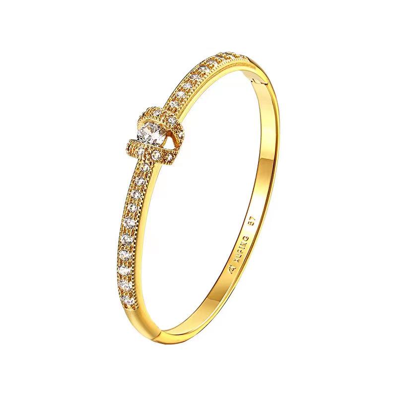 Vietnam Gold-Plated Irregular Copper Bangle Bracelet for Women