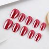 Pack Of 32 Short Oval Shape Press On Nail Retro Red Electroplating False Nail Fit Most Nail Beds Quick Application