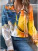 Mode Elegantes Büro Damenhemd Damen Casual Graffiti Bedrucktes Hemd Kragen Knopf Langarm Haushemd Damen Bluse