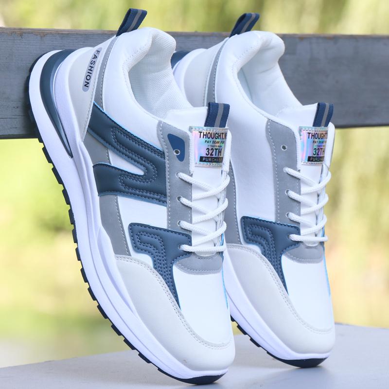 New Waterproof Leather Sneakers Trendy Shoes Lightweight Casual Shoes Soft Sole Non-slip Running Shoes