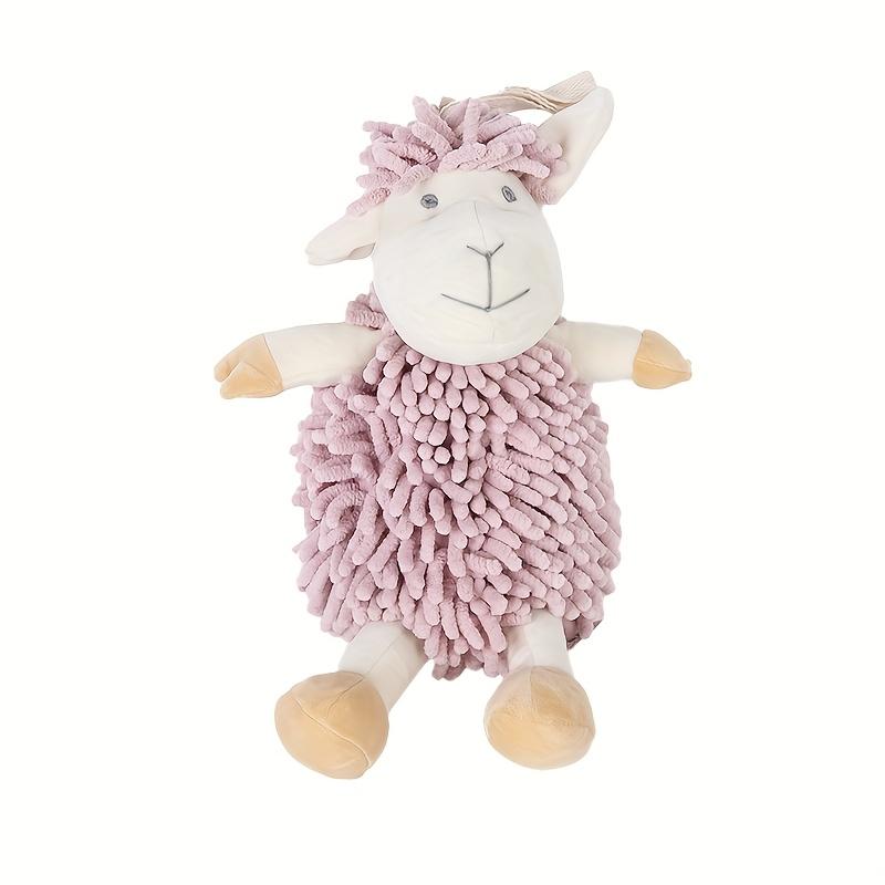 1pc Adorable Sheep-Shaped Hand Towel Soft Chenille High Absorbency Kitchen Bath Towel, Hanging Loop for Wall, Cute Plush Animal Decor for Modern Homes