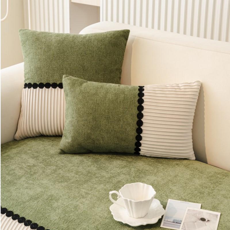 Arc Edge Blanket Pad Anti-skid Chenille Couch Wrap Grip-bottom Allseason Patchwork Loveseat Guard Household Ornament Pillow