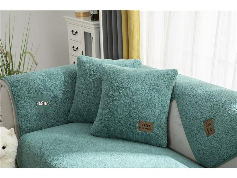 Winter Solid Color Lambswool Sofa Cushion – Thick, Non-slip, Modern Minimalist Seat Cover