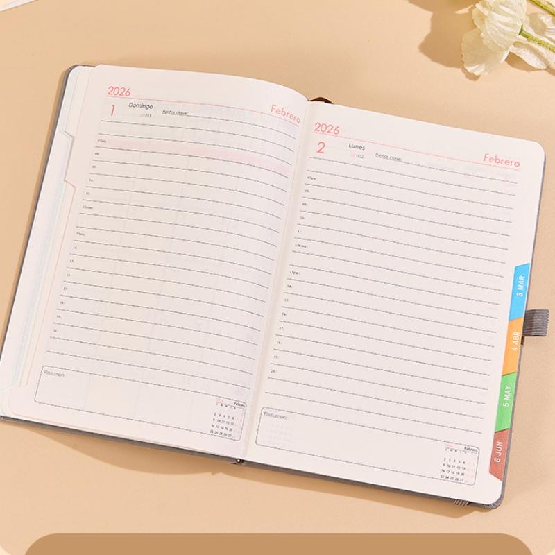 1 st Dagbok i Läder 336 Sidor 2026 Daglig Månatlig Planerare Med Färgglada Månadsmärken Hårdband Daterad För Daglig Planering
