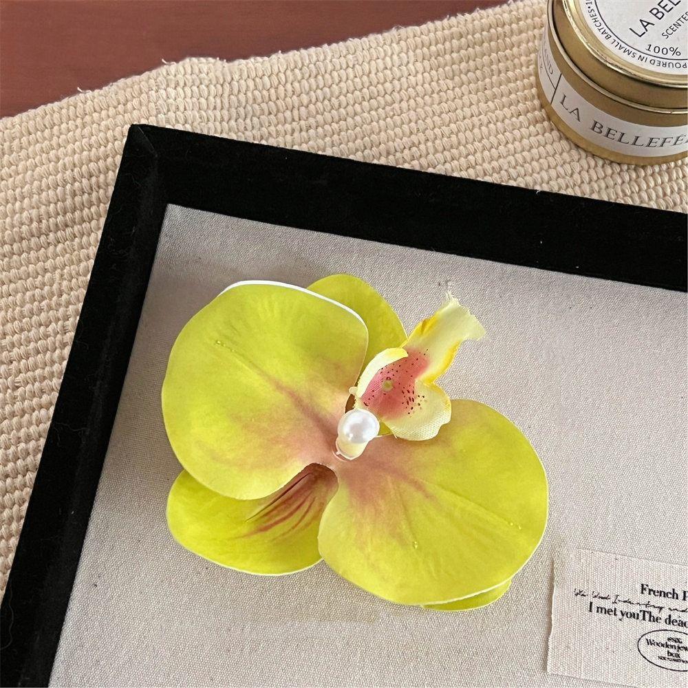 Cloth Flower Hair Clip Butterfly Orchid Pearl Orchid Flower Hairpin Duckbill Clip Korean Style Girl Hair Clip