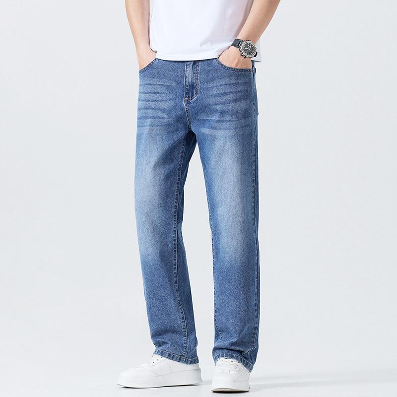 Loose Straight Jeans Men's Cotton Summer Thin Style Slimming and Slimming Xinjiang Cotton Trousers