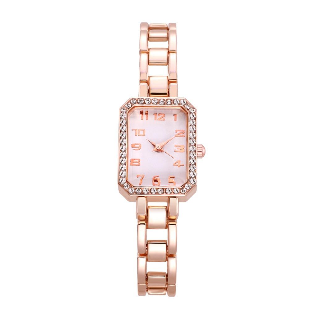 Luxury Women's Watch New Simple Square Full Diamond Digital Quartz Watche Gold Stainless Steel Bracelet Women's Dress Clock