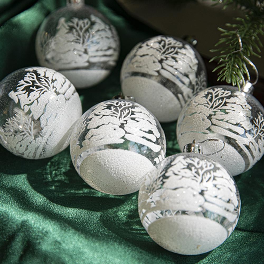 6 szt./pudełko Ozdoba choinkowa Przezroczyste bombki świąteczne Ozdoby do zawieszenia na Boże Narodzenie