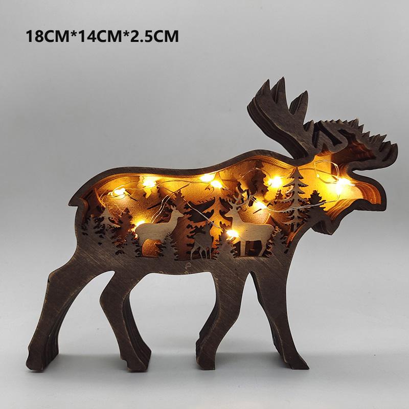 Statua di lupo in legno Creatività Totem di lupo Ufficio Casa Decorare Artigianato Regalo di Natale Foresta del Nord Alce Orso Bruno Ornamenti
