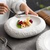 Artistic Ceramic Rock Pattern Plate: Irregular, High-End Design for Creative Cuisine In Hotels and Private Kitchens