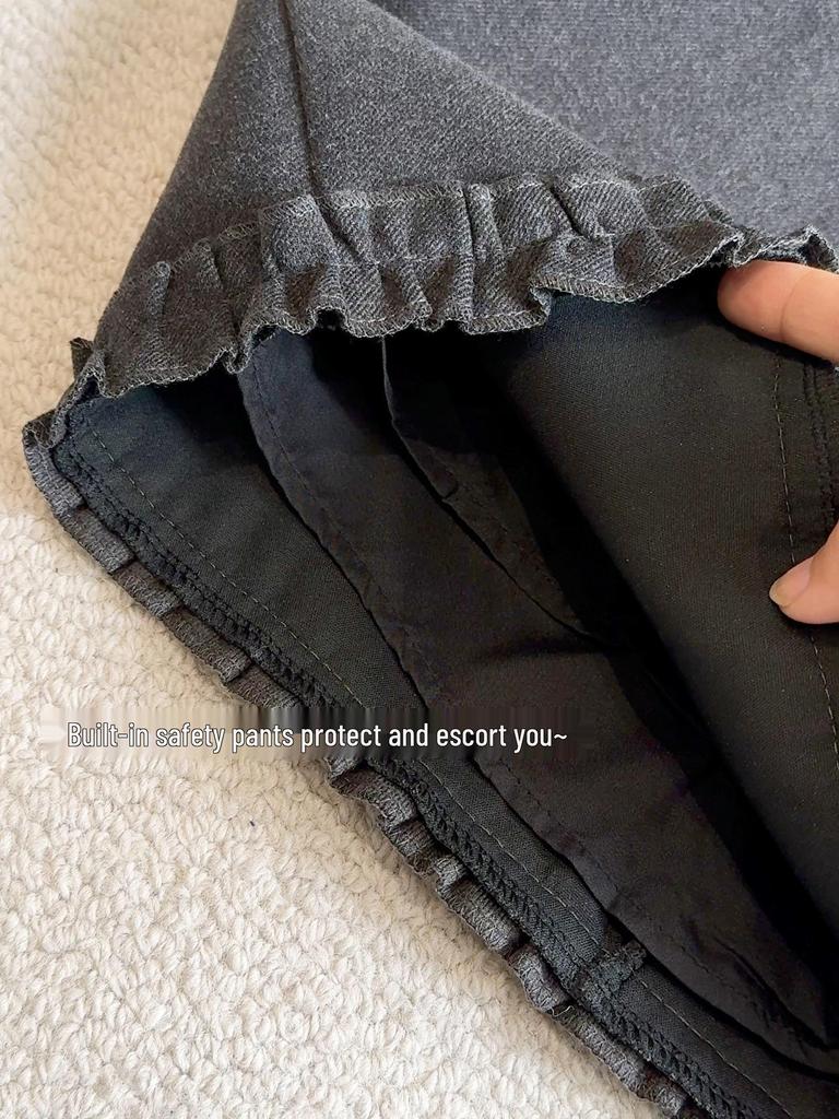 Korean Style High-Waist Wool Plaid Skirt - Women's Autumn/Winter Slim-Fit, Hip-Hugging, Anti-Exposure Short Skirt