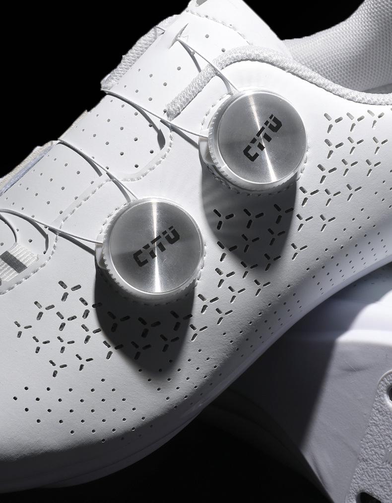 Unisex Cycling Shoes with Double Buckle and Lock, Hard Rubber Sole for Road and Mountain Biking