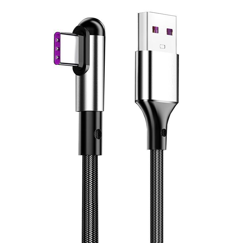 Fast Charging 3A TYPE-C Data Cable for Android and Apple Devices with Unique Elbow Design.
