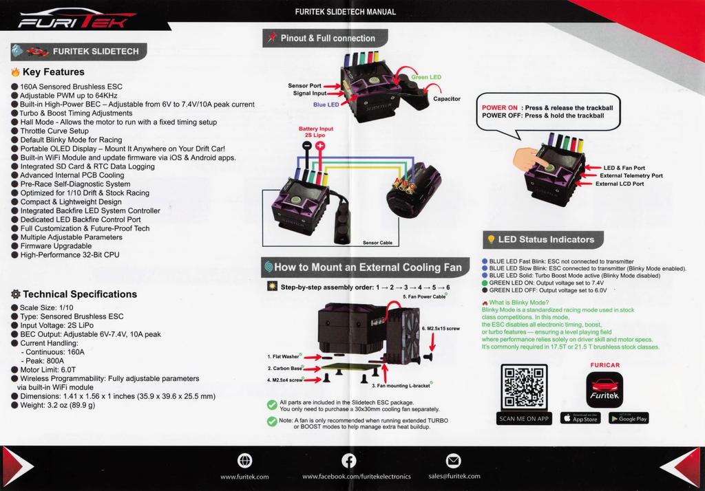 FURITEK BLS Drift Combo Slidetech Voltmaster Midnight Purple Edition Brushless Combo Set for Competition Drift 1/10 & 10.5T FUR-2656