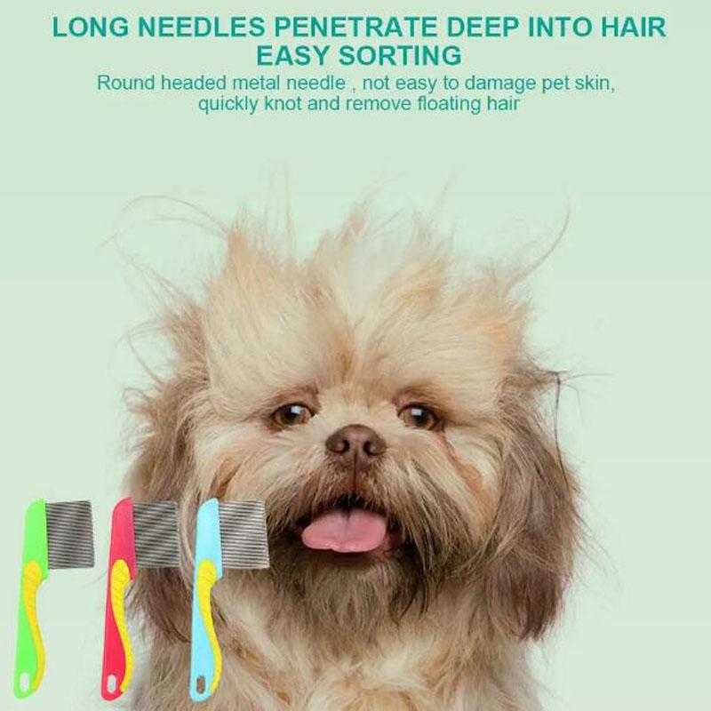 Pet Dematting Comb Steel Pet Grooming Comb For Dogs And Cats Gently Removes Loose Undercoat Flea Comb Pretty&Better