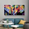 Abstraktes Buntes Elefanten Leinwandgemälde Schwäne Liebe Poster und Drucke Graffiti Tier Wandkunst Bilder für Modernes Wohnzimmer Cuadros Dekor
