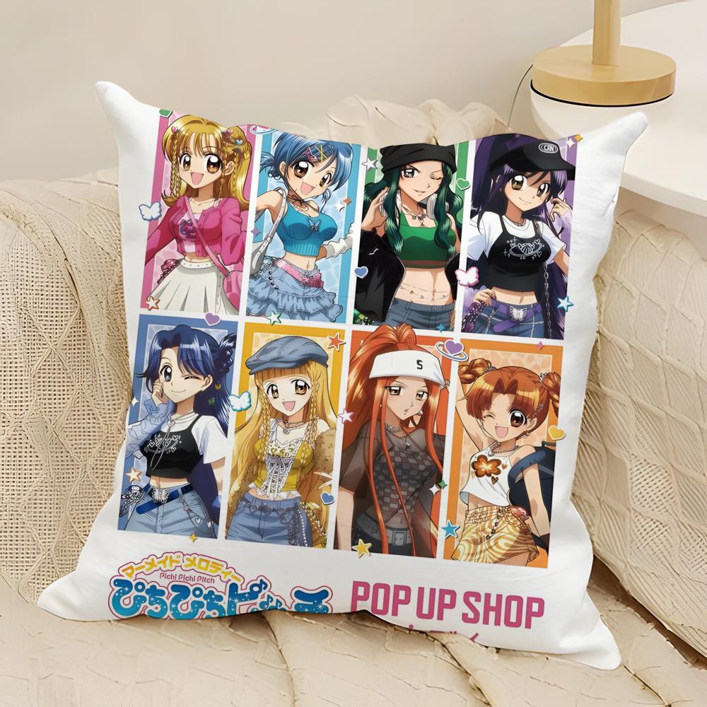Comic Anime M-Mermaid Melody Pichi Pichi Pitch Pillow Case Natural Linen Double-Sided Printing Sofa Home Decor Cushion Cover