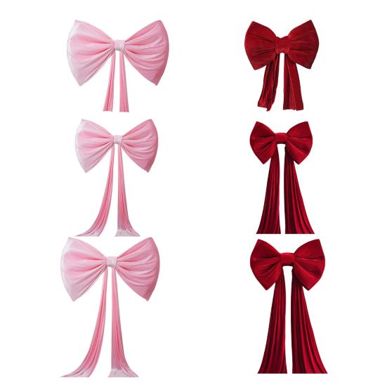 Large Velvet Bow Tie Pendant Tree Topper Wreath Christmas Bows Pillar Wedding Holiday Stair Railing Porch