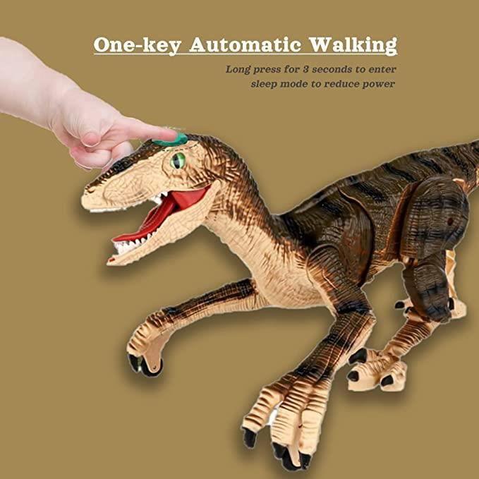 Rechargeable Remote Control Dinosaur Toy for and Children, 5 Channels 2.4G for Boy Girls, Electronic RC Walking Velociraptor