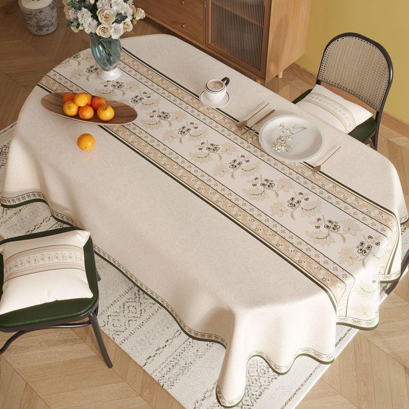 Oval Dining Table Tablecloth Waterproof, Oil-Proof And Anti-Scalding Leave-In Tablecloth Pvc Cartoon Cream Coffee Table Cloth Oval Tablecloth