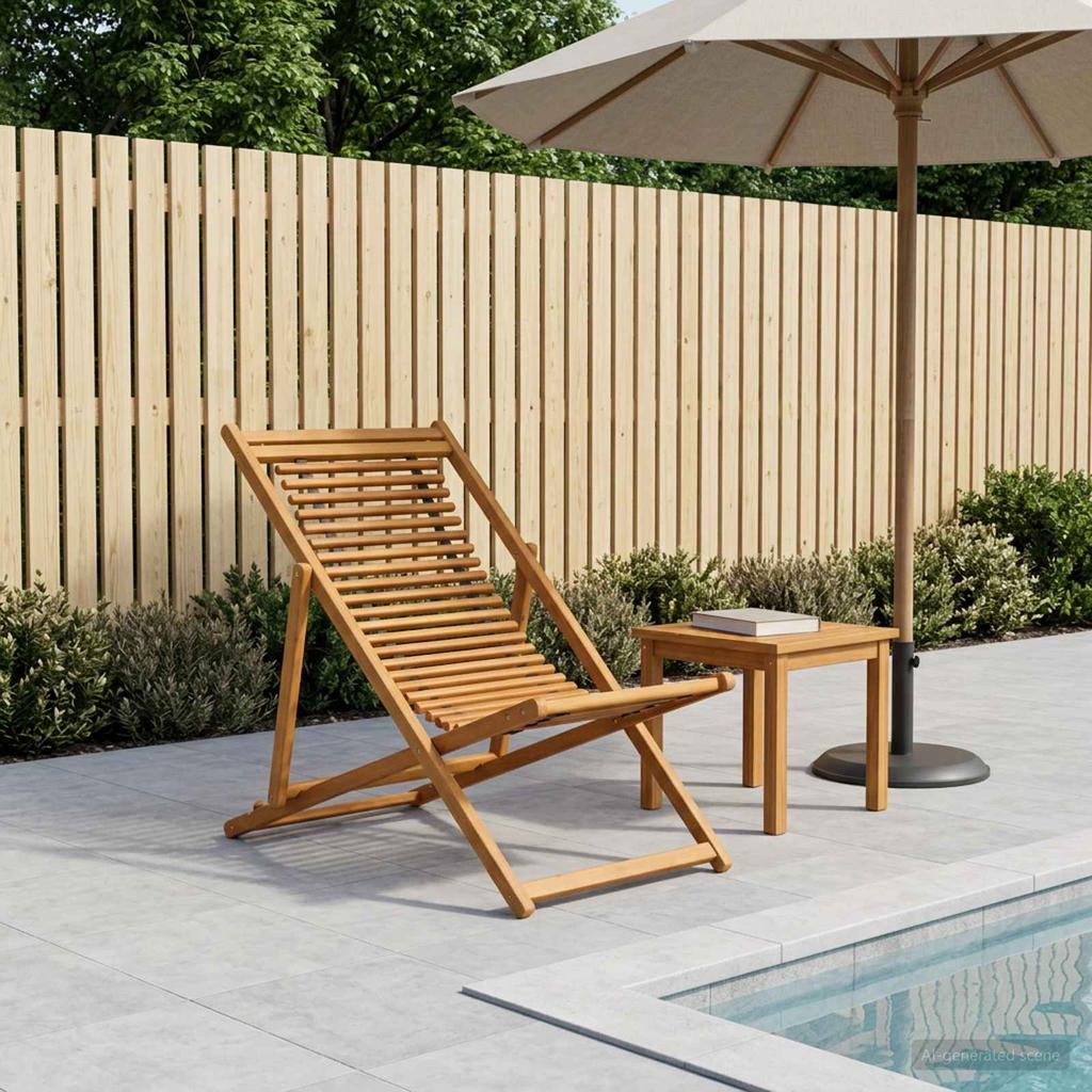Deck Chair 3 Positions Solid Eucalyptus Wood Natural