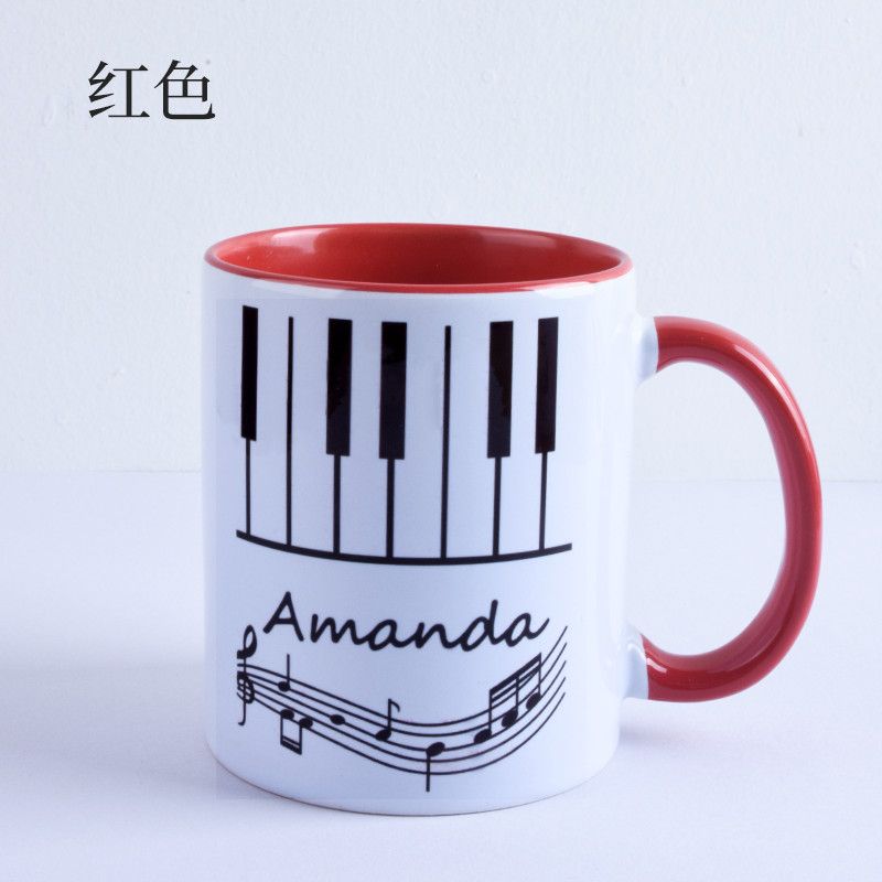 Creative Piano Note Ceramic Mug, Personalized High-end Coffee Mugs, Student High-value Tea Cup, Birthday Gift Couple Water Cups 301-400ml