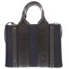 Used AUTHENTIC Chloe 2WAY Woody Small Tote Bag Hand Bag Navy/Black Leather