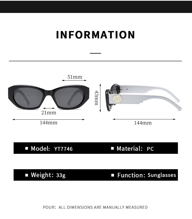 Retro Cat Eye Sunglasses No Makeup Contrasting Colors Trendy Small Face Fashionable Street Photography, Sunglasses 7746