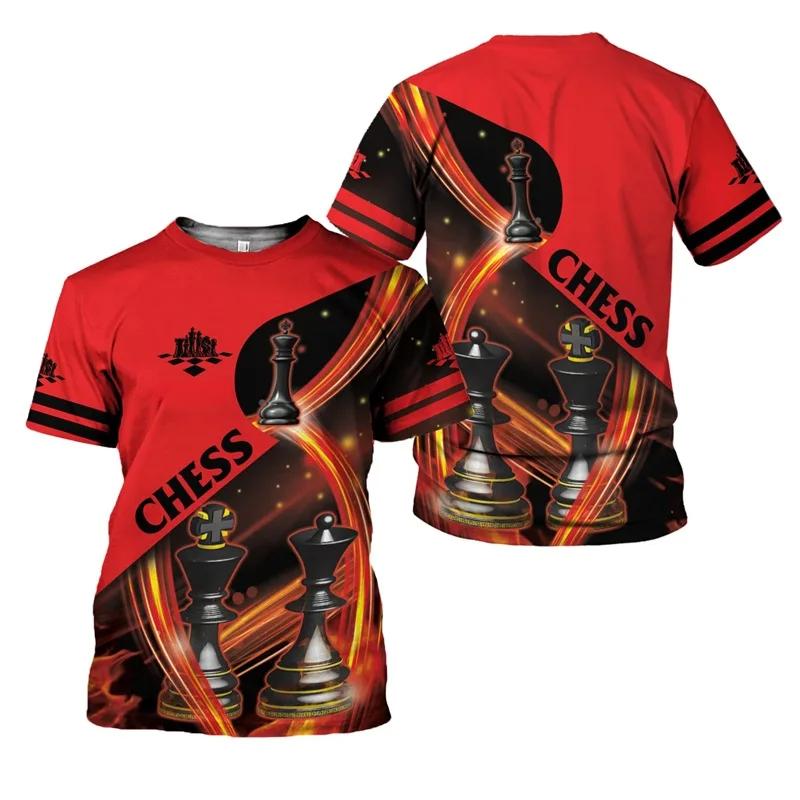 

Летняя футболка с круглым вырезом и 3D-принтом с шахматным узором, модная повседневная мужская футболка с короткими рукавами XL