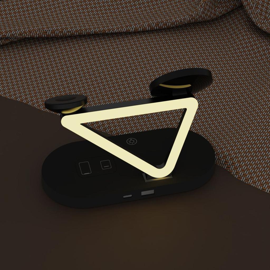 Ładowarka bezprzewodowa 3w1 ze stojakiem do urządzeń Apple - czarna