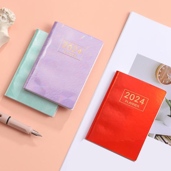 A7 2024 englischer Planer, Kunstleder, Hardcover, 120 Seiten, tintenfestes Papier, Mini-Tagebuch, Milchtaschen-Notizbuch, Studentenbedarf