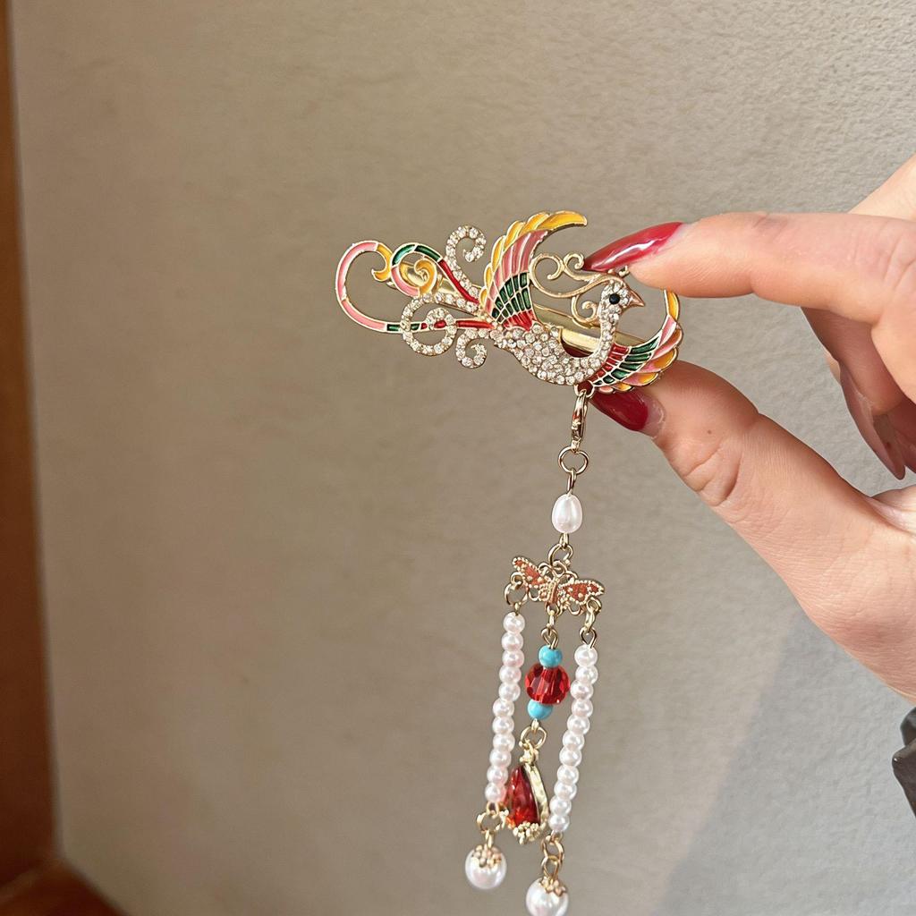 Elegant Blue Cloud Pearl Hairpin with Tassel
