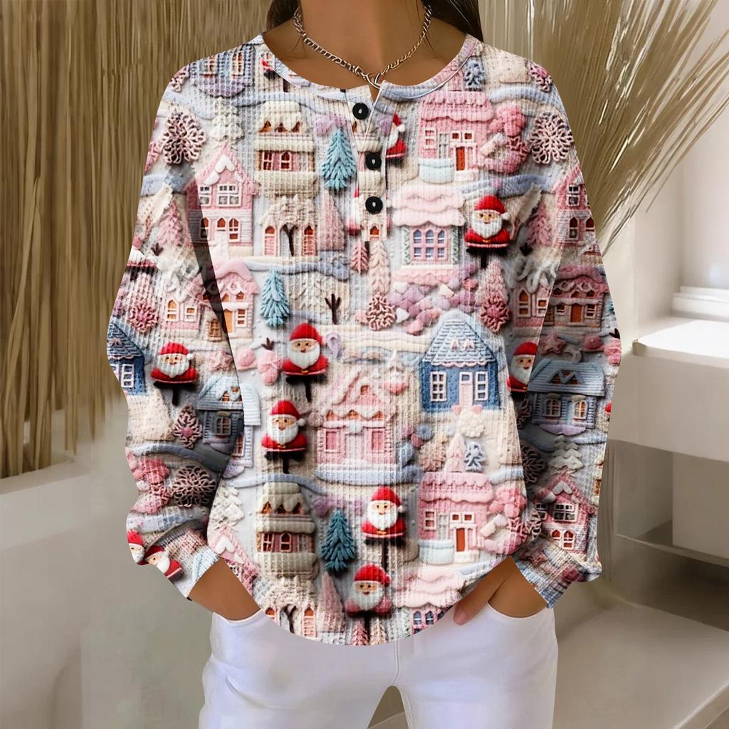 Women's Casual Shirts Long Sleeve Tops Button Up V Neck Loose Knit Fall Favorites For Women