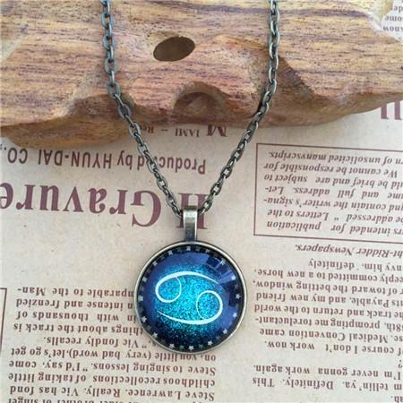 Ebay Fashion Vintage Copper Time Gemstone Twelve Constellation Necklace Sweater Chain